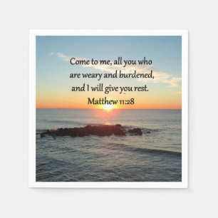 PICTURESQUE MATTHEW 11"28 SCRIPTURE VERSE NAPKIN