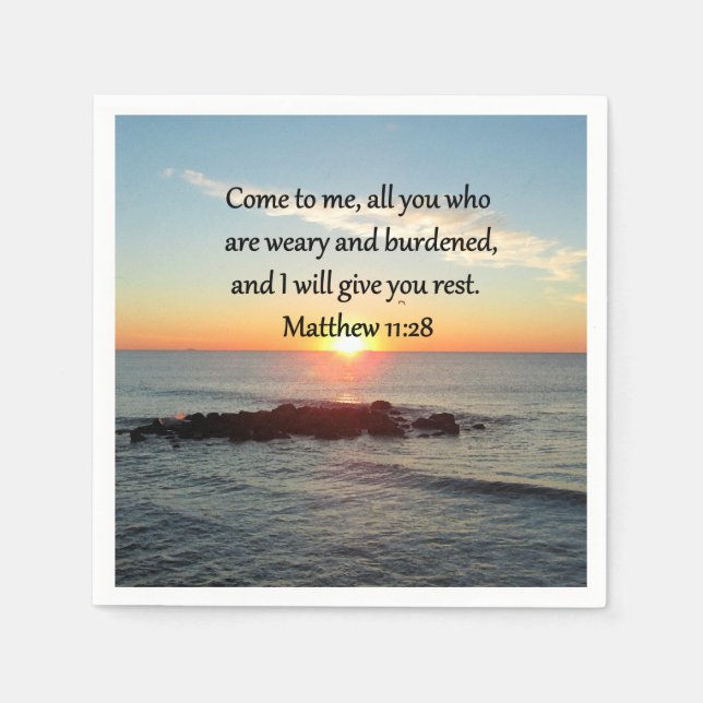 PICTURESQUE MATTHEW 11"28 SCRIPTURE VERSE NAPKIN (Front)