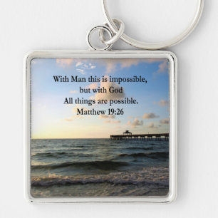 PICTURESQUE MATTHEW 19:26 OCEAN PHOTO DESIGN KEY RING