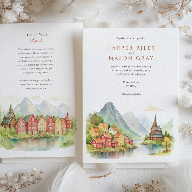 Picturesque Norwegian Fjord Wedding Invitation (Creator Uploaded)