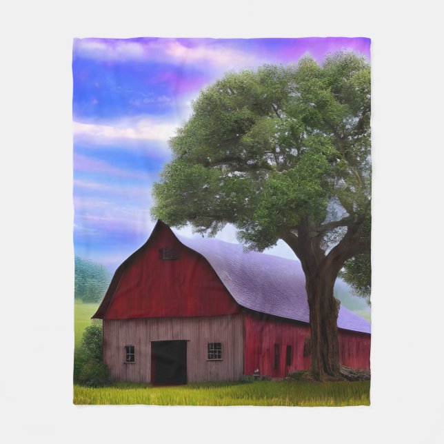 Picturesque Rustic Autumn Maple Leaves Fleece Blanket (Front)