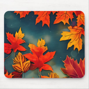 Picturesque Rustic Autumn Maple Leaves Mouse Mat