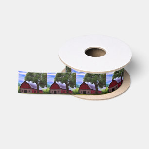 Picturesque Rustic Autumn Maple Leaves Satin Ribbon