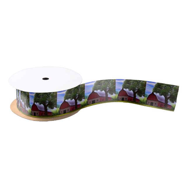 Picturesque Rustic Autumn Maple Leaves Satin Ribbon (Spool)