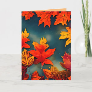 Picturesque Rustic Autumn Maple Leaves Thank You Card
