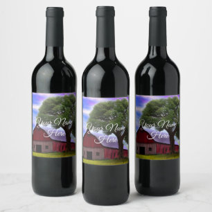 Picturesque Rustic Autumn Maple Leaves Wine Label