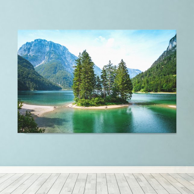 Picturesque View of Beautiful Mountain Lake Canvas Print (Insitu(Wood Floor))