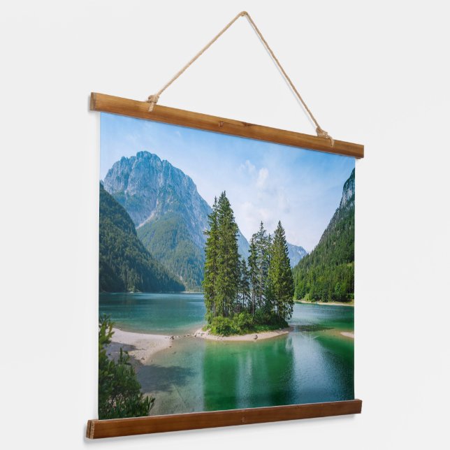 Picturesque View of Beautiful Mountain Lake Hanging Tapestry (Angled)