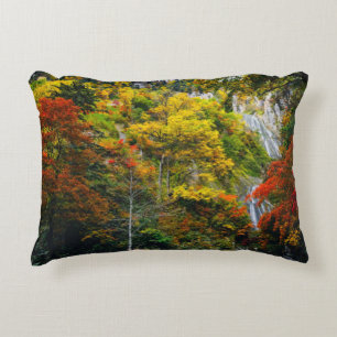 Picturesque View of Fall Hagoromo Falls Hokkaido  Decorative Cushion