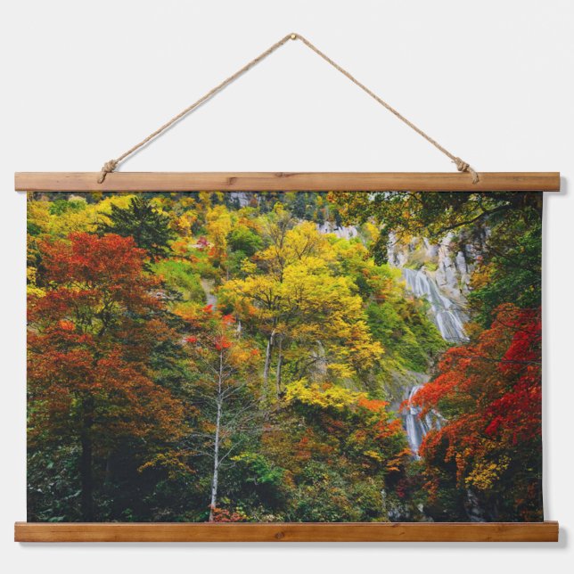 Picturesque View of Fall Hagoromo Falls Hokkaido   Hanging Tapestry (Front)