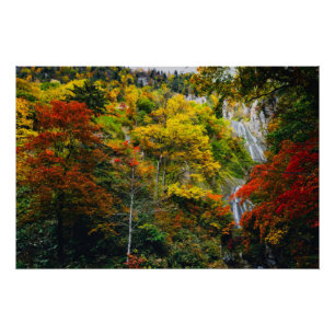 Picturesque View of Fall Hagoromo Falls Hokkaido Poster