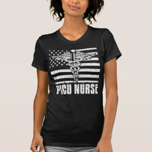 PICU Nurse American Flag T-Shirt