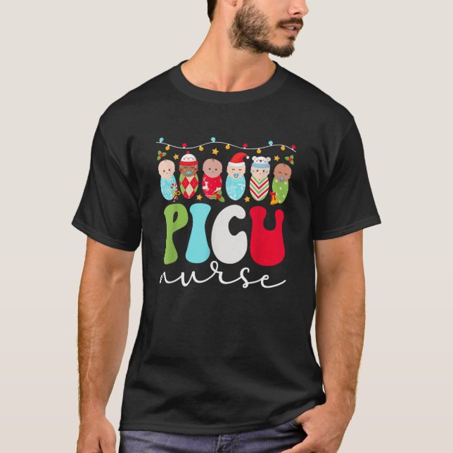 PICU Nurse Christmas PICU Nursing Xmas Party  T-Shirt (Front)
