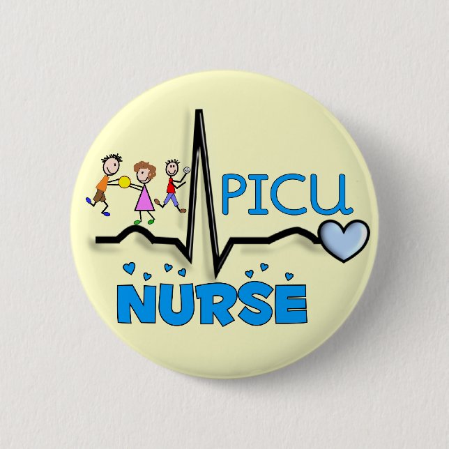 PICU Nurse Gifts-QRS Segment and Kids Design 6 Cm Round Badge (Front)