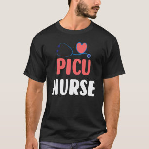 Picu Nurse Heart Stethoscope Rn Nurse Practitioner T-Shirt