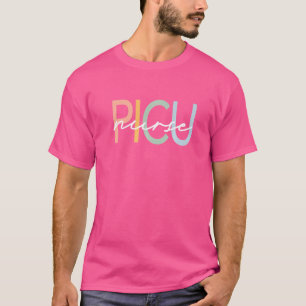Picu Nurse Paediatrics Intensive Colourful Boho Re T-Shirt