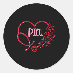 Picu Nurse Stethoscope Heart Valentine Nursing Gir Classic Round Sticker