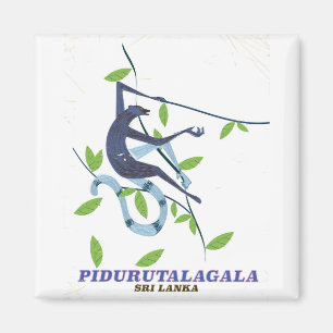 Pidurutalagala Sri Lanka travel poster. Magnet