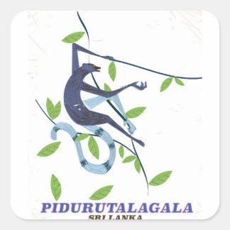 Pidurutalagala Sri Lanka travel poster. Square Sticker