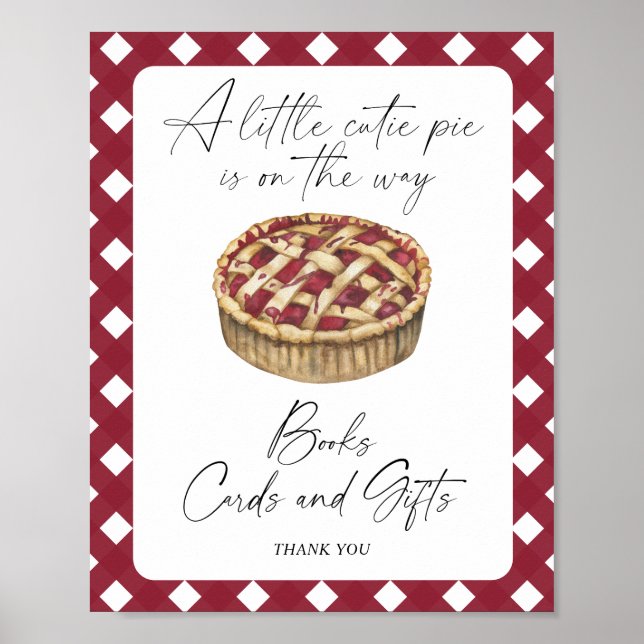 Pie baby shower banner books cards and gifts poster (Front)