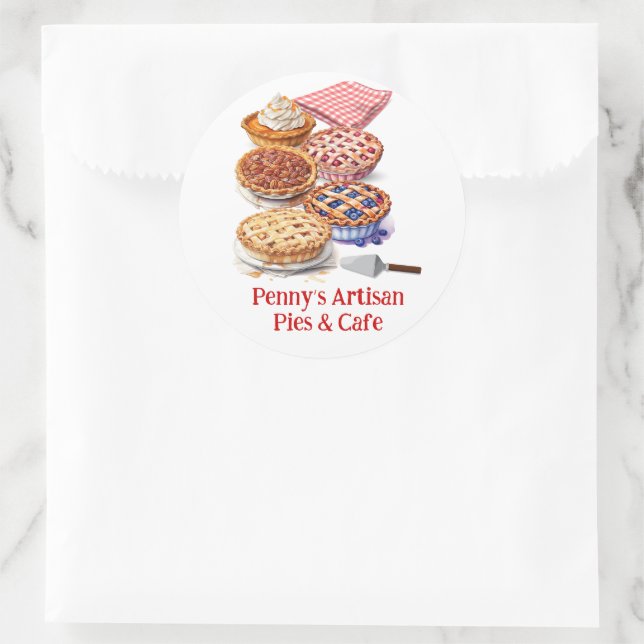 Pie Business or Shoppe Promotional Classic Round Sticker (Bag)