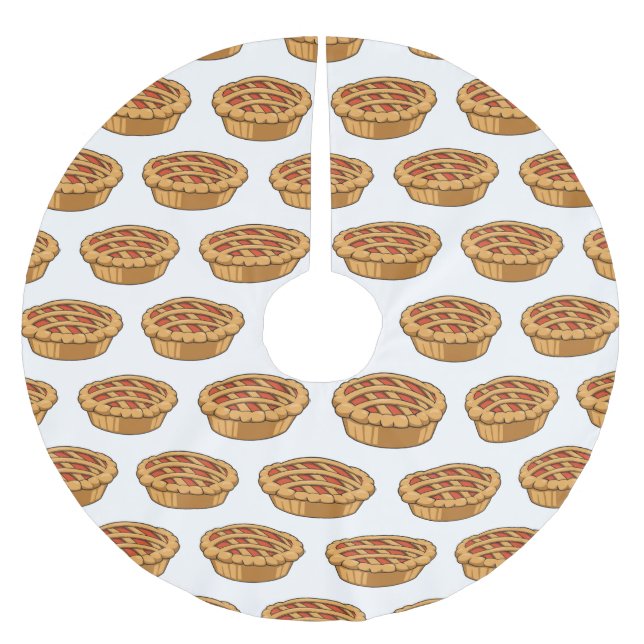 Pie cartoon illustration  brushed polyester tree skirt (Front)
