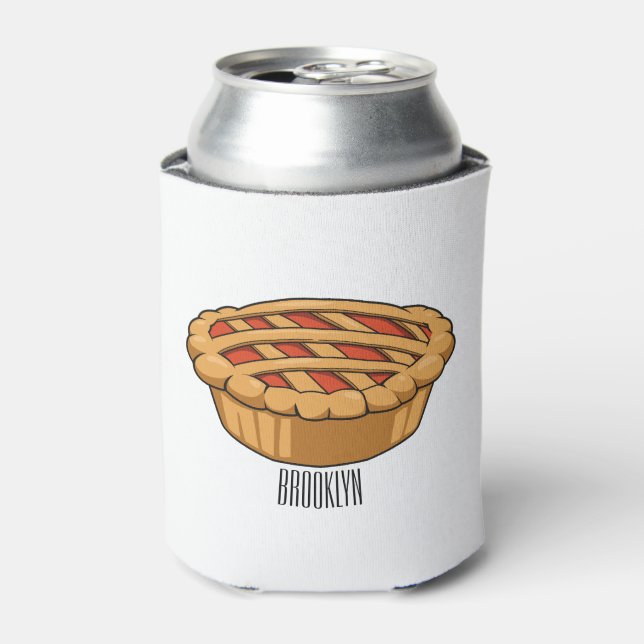 Pie cartoon illustration  can cooler (Can Front)