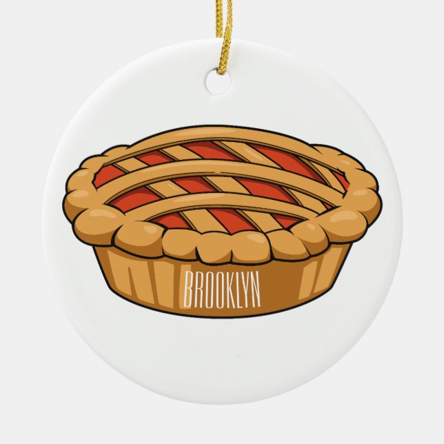 Pie cartoon illustration ceramic tree decoration (Front)