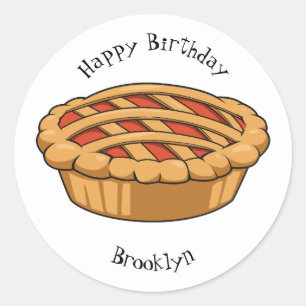 Pie cartoon illustration classic round sticker
