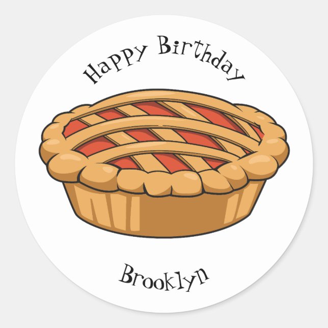 Pie cartoon illustration classic round sticker (Front)
