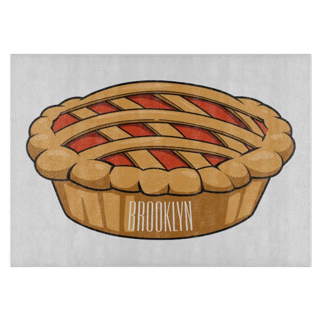 Pie cartoon illustration cutting board (Front)
