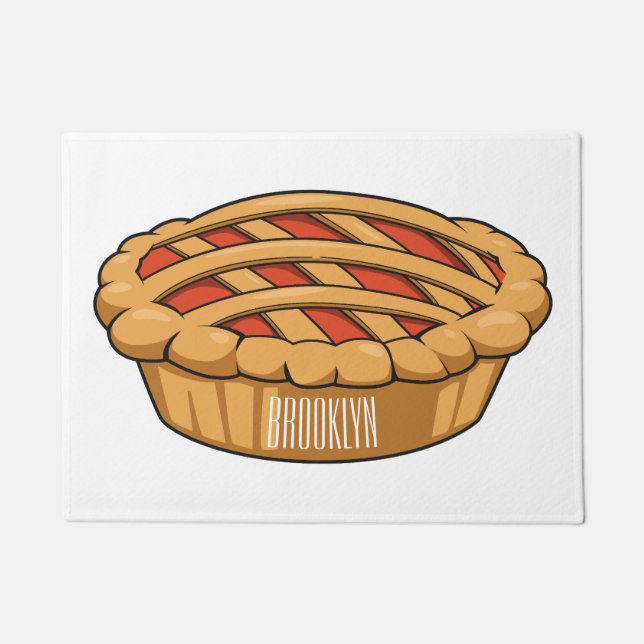 Pie cartoon illustration doormat (Front)