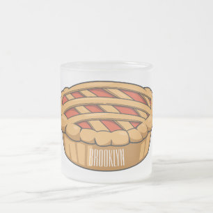 Pie cartoon illustration frosted glass coffee mug