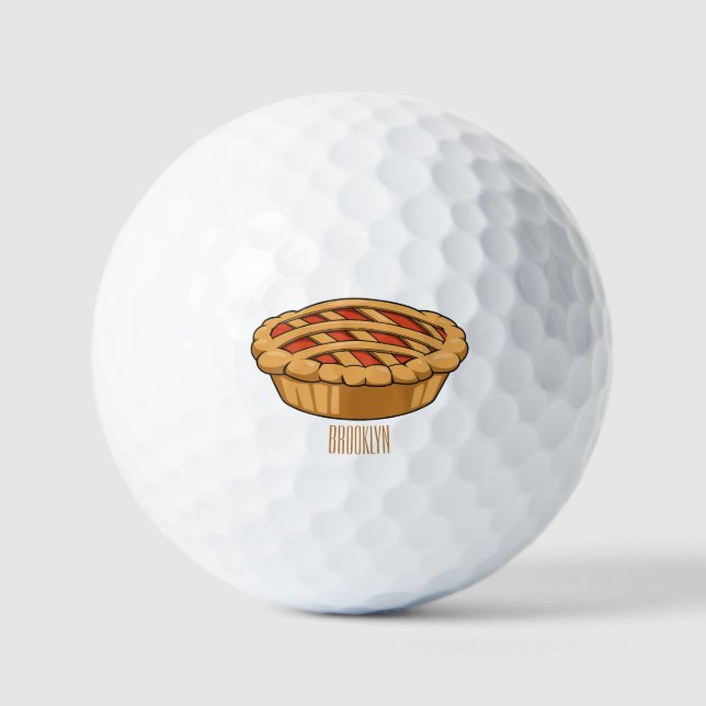 Pie cartoon illustration golf balls (Front)
