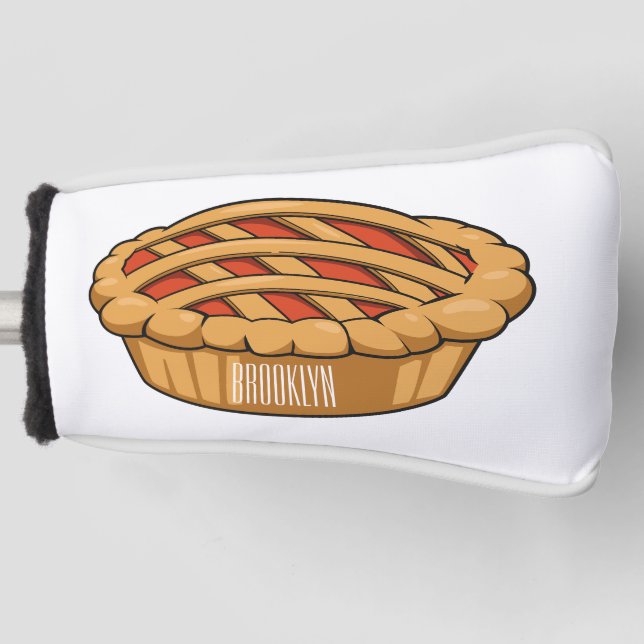 Pie cartoon illustration golf head cover (Front)
