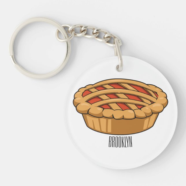 Pie cartoon illustration key ring (Front)