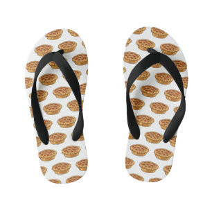 Pie cartoon illustration kid's flip flops