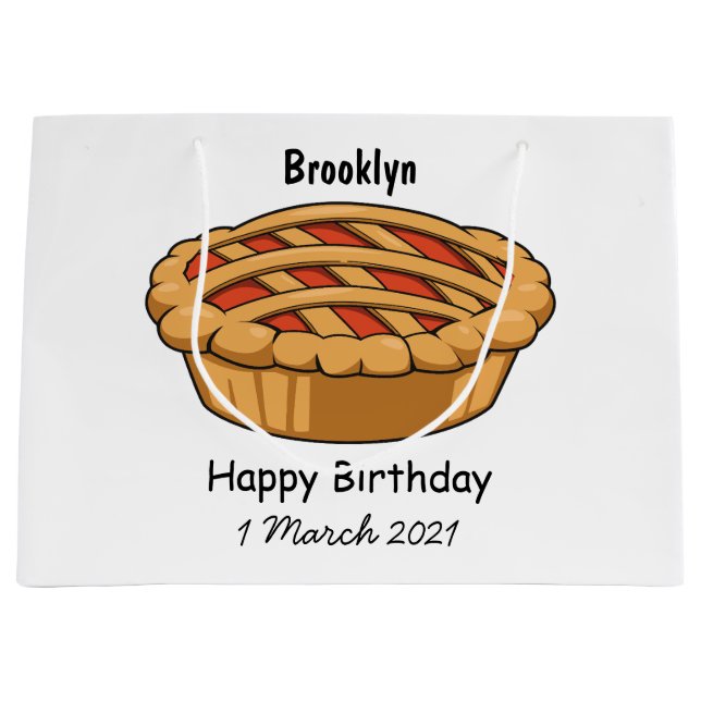 Pie cartoon illustration large gift bag (Front)
