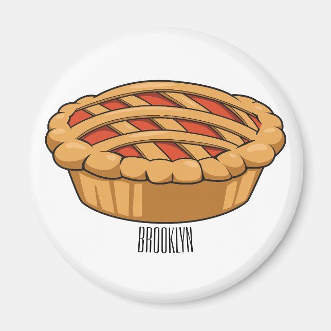 Pie cartoon illustration magnet (Front)
