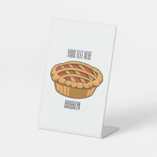 Pie cartoon illustration  pedestal sign
