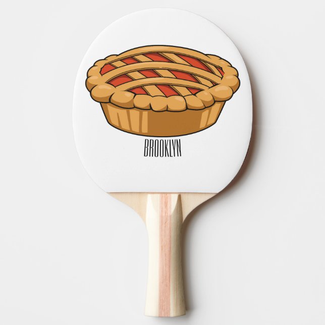 Pie cartoon illustration  ping pong paddle (Front)
