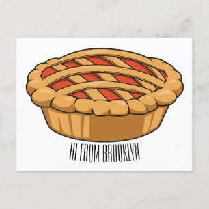Pie cartoon illustration postcard