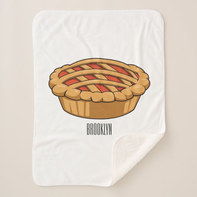Pie cartoon illustration sherpa blanket (Front)