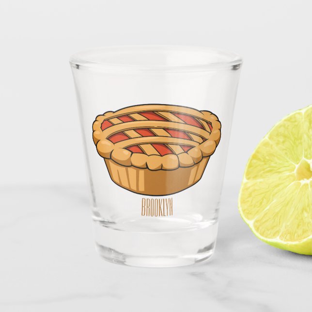 Pie cartoon illustration shot glass (Front)