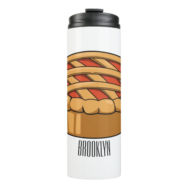 Pie cartoon illustration  thermal tumbler (Front)