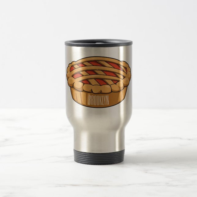 Pie cartoon illustration travel mug (Center)