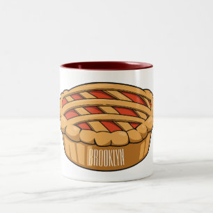 Pie cartoon illustration  Two-Tone coffee mug