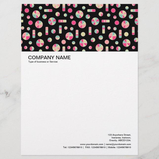 Pie Circles and Bars Pattern 271019v1 - Black Custom Letterhead (Front)