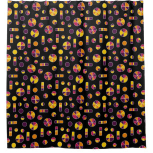 Pie Circles and Bars Pattern 271019v2 - Black Shower Curtain