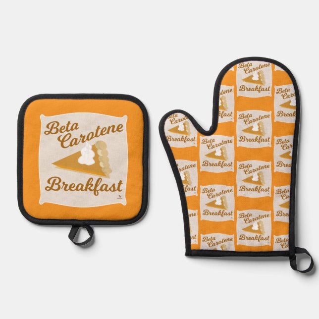 Pie is Beta Carotene Thanksgiving Fun Oven Mitt & Pot Holder Set (Front)